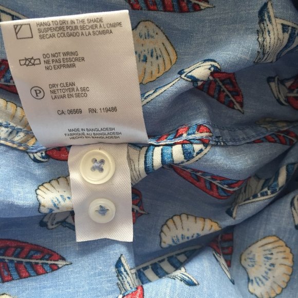 Sailboat Print Short-Sleeve Button-Up Shirt S/Blue - Picture 11 of 12